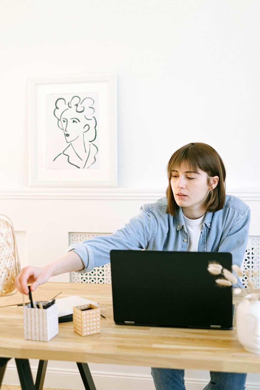 woman working in home office