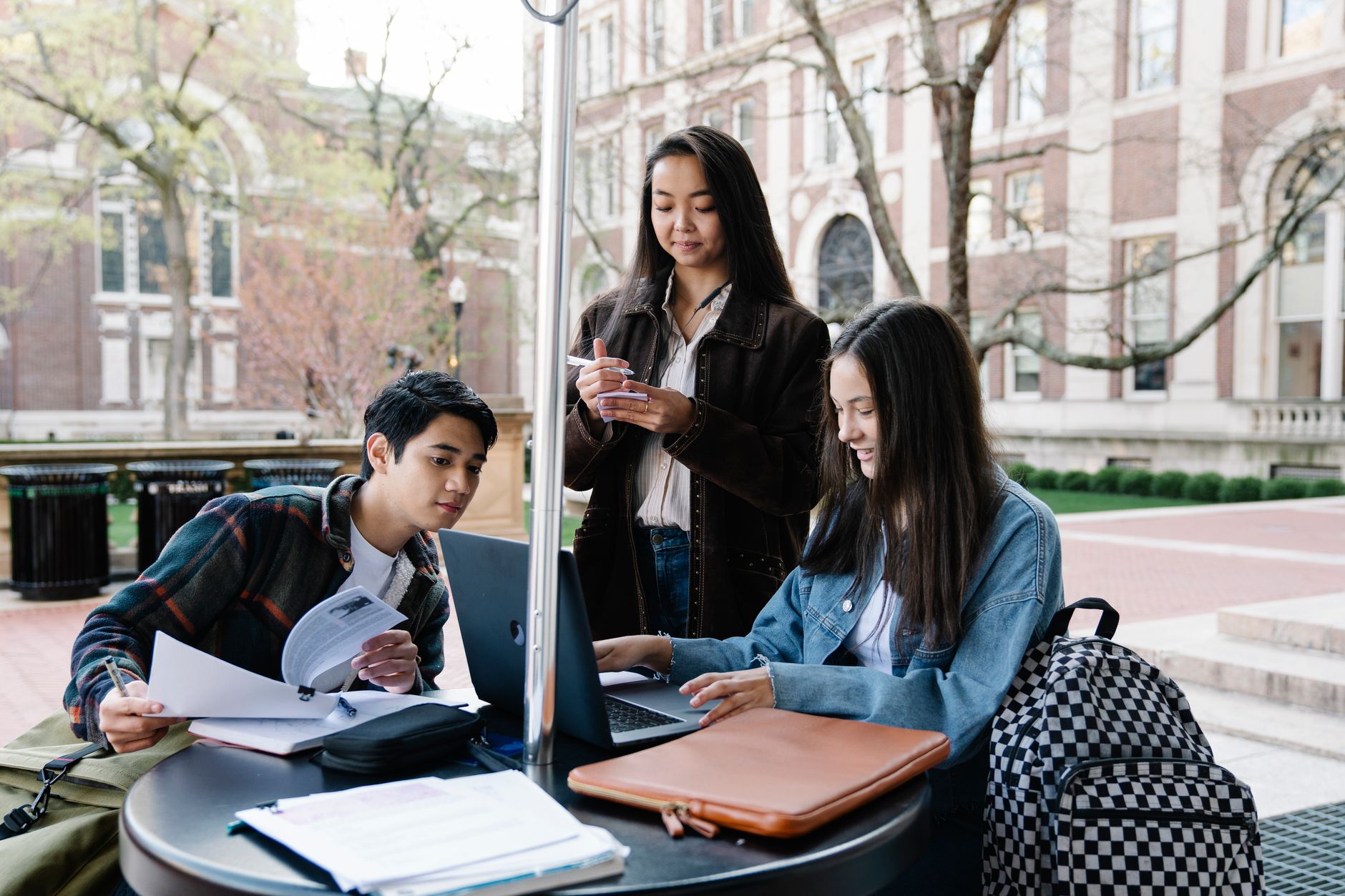 a group of students studying